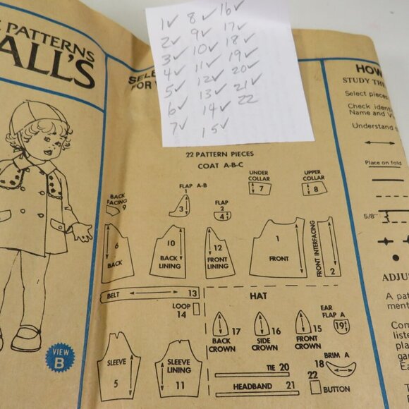 McCalls 4806 Toddler size 3 Coat & Hat - Picture 5 of 13